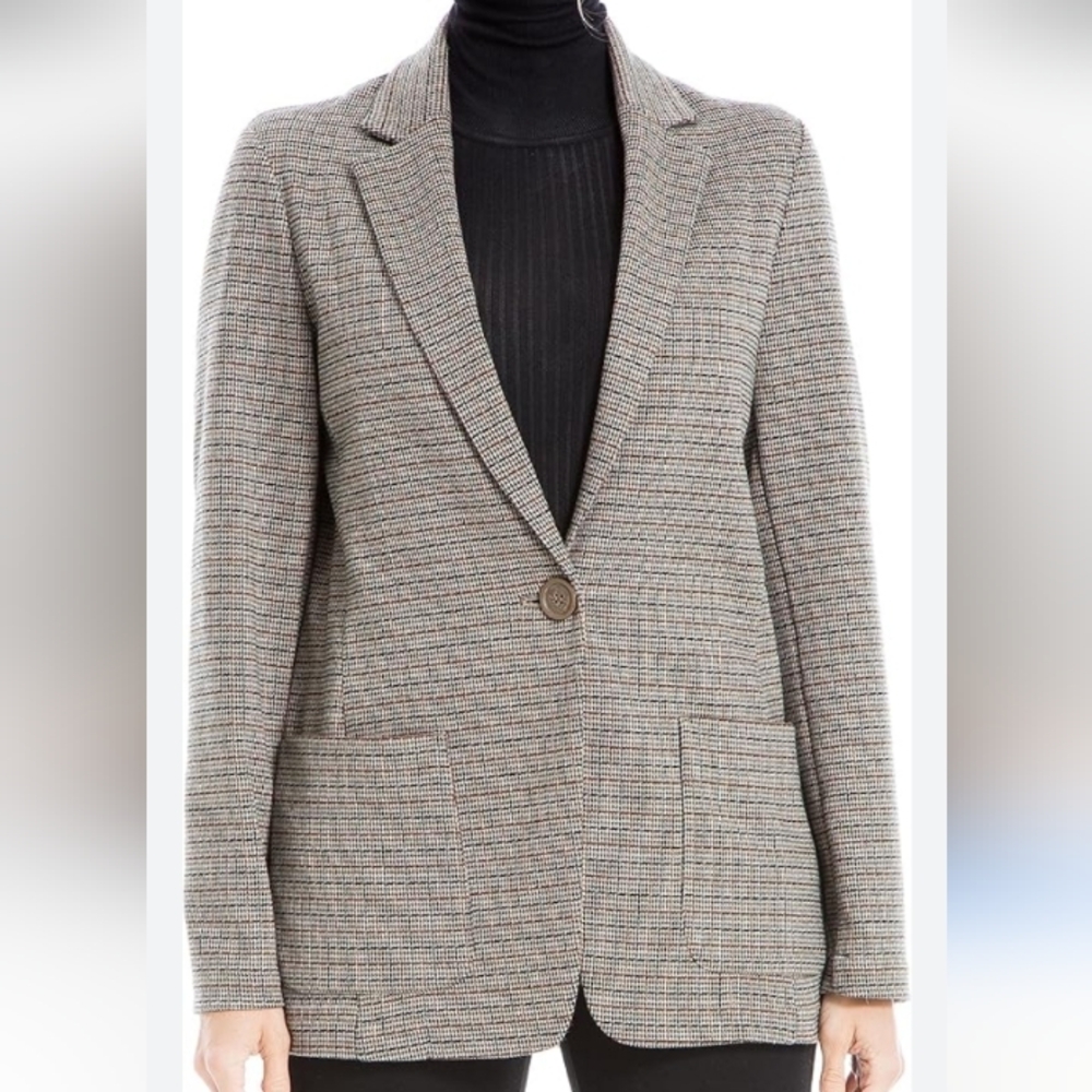 Max Studio, Cream Textured, One Button Blazer, Size Large
